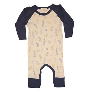 Feather Baby Boy Bodysuit 0-3 Months 100% Pima Cotton Cactus Print Long Sleeve